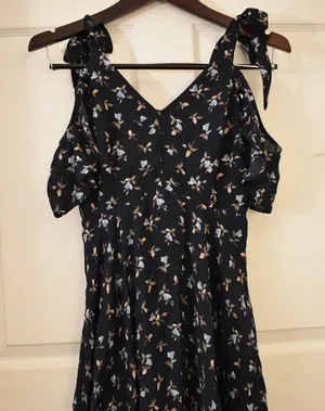 floral drop-shoulder skater dress thumbnail 1