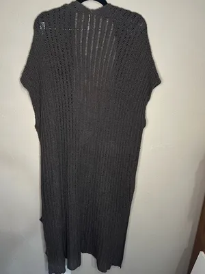 Free People Sloppy Pocket Long Line Cardigan Duster Boho‎ Vest thumbnail 8