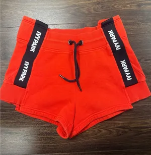 IVY PARK Beyoncé Fiery Red Logo Tape High Waist Sweat Shorts Size Small thumbnail 1