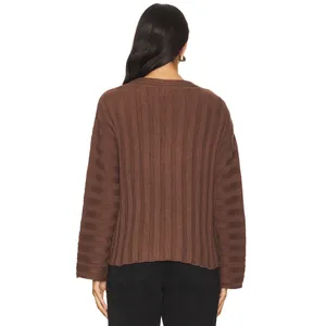 Anthropologie Sovere Chocolate Laced Knot Fisherman Sweater Oversized XS thumbnail 8