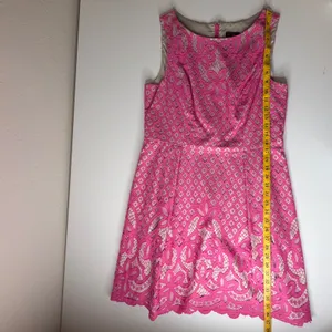 Adrianna Papell Giselle Pink Floral Lace Fit and Flare Dress Sz 12 Wedding Party thumbnail 10