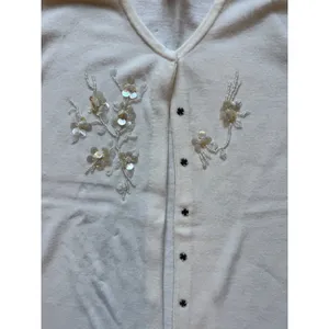 Vintage Free People Snap Cardigan Cream Sz Large Beaded Embellishments Rare Find thumbnail 5