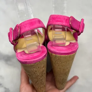 Christian Louboutin Reine De Liege Suede Cork Platform Wedge Slingback Sandal 37 thumbnail 9