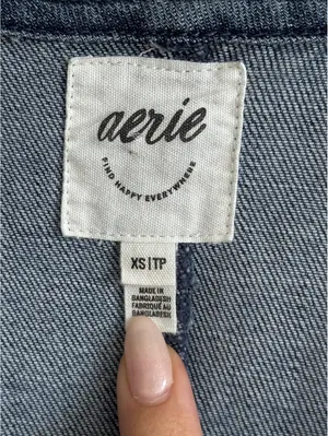 Aerie Denim Kick Flare Overalls XS Blue Wide Leg Adjustable Straps thumbnail 3