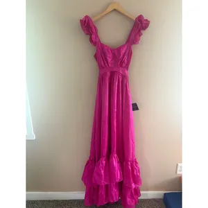 Lulus Pristine Glow Magenta Pink Ruffled Tie-Back Maxi Dress Size Small Formal thumbnail 4