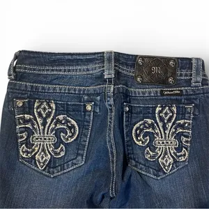 Miss Me Bootcut Jeans | Size 27 | 34” Inseam | Dark Wash | Jeweled Pockets thumbnail 4