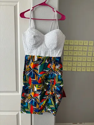 African print mini dress White Size L thumbnail 2