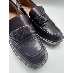 Nordstrom Notorie Burgundy Leather Chunky Platform Loafers Size 8.5 thumbnail 4