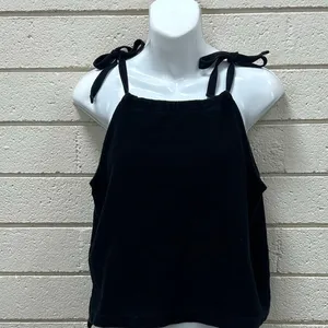 Madewell Tempo Tie Shoulder Black Tank size M thumbnail 7