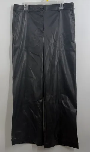 LOFT Faux Leather Wide Leg Pants Women’s 14 Tall High Rise Black Vegan 782131 thumbnail 1