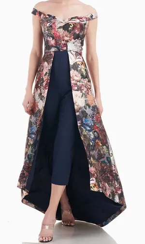 Kay Unger Sophia Floral Walk Through Jumpsuit Gown Size 6 NWT thumbnail 1