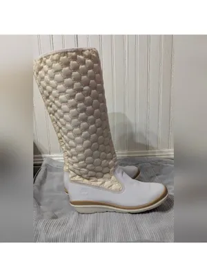 Timberland Kickadillaquilt Size 6 Boots White Leather 14In Vintage thumbnail 8