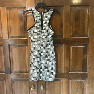 Zara Trafaluc Black‎ & White Pattern Halter Sleeveless Bodycon Dress Size Medium thumbnail 5