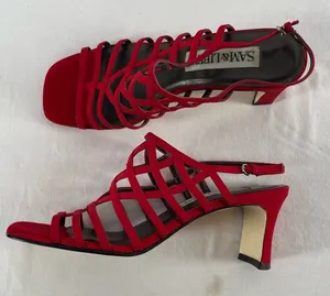 Vintage Sam & Libby Square Toe Strappy Heeled‎ Sandals in Red Size 6.5 thumbnail 1