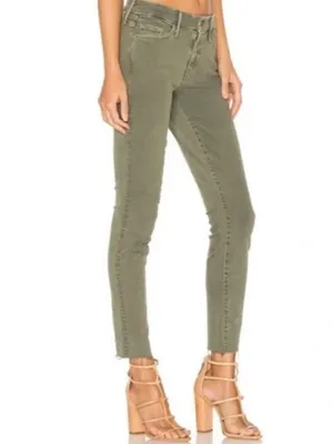 Mother High Waisted Looker Ankle Jeans Fray Jeans in Military Green First Move thumbnail 2