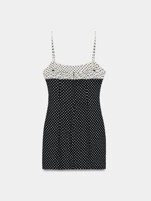 Nwt Zara Combination Polka Dot Mini Dress Size Xs thumbnail 7