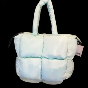 NWT KATYDID Quilted Puffer Shoulder Tote Bag Double Handles Mint thumbnail 3