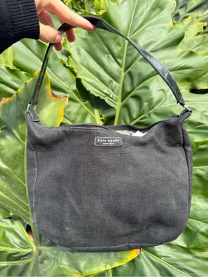 kate spade black canvas shoulder bag thumbnail 1