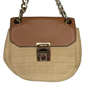 Michael Kors Crossbody Neutral Woven Leather‎ Small Shoulder Bag Chain Strap thumbnail 2