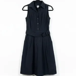 4/ S sleeveless Armani shirtdress button-front belt LBD Short Luxury Designer thumbnail 3