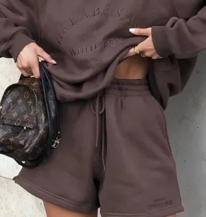 💙💖 White Fox Boutique Along for the Ride Chocolate Brown Lounge Shorts thumbnail 1