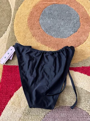 NWT Wild Fable High Leg Low Rise Cheeky Tie Black Bikini Bottoms Swim Medium thumbnail 6