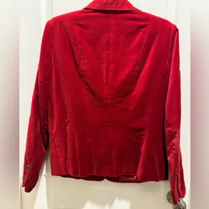 Women's red velvet blazer size M thumbnail 6