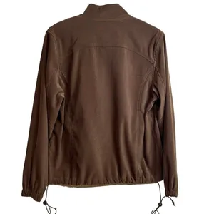 ORVIS Brown Faux Suede Full Zip Jacket Cinch Hem Pockets Y2K Women's 12 thumbnail 2
