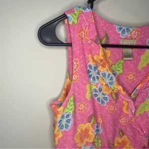 Vintage‎ Coquette Y2K Sigrid Olsen Sport Pink Floral Sleeveless Midi Dress Fairy thumbnail 5