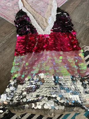 LPA Payette Sequin Deep‎ V Dress in Magenta Melody women's Size L thumbnail 5