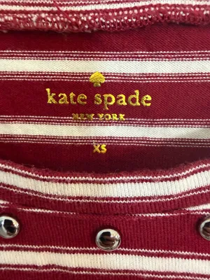 kate spade Burgundy & White Striped Long-Sleeve Top with Fringe thumbnail 2