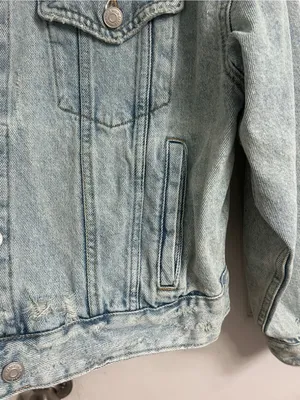 Light Wash Denim Jacket with Distressed Detail thumbnail 4