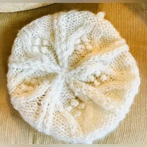 Urban outfitters cream yarn beret with silver tinsel thumbnail 1