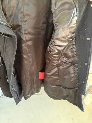 Excelled Collection Lined Wool/Polyester Coat Faux Leather Black 1X thumbnail 12