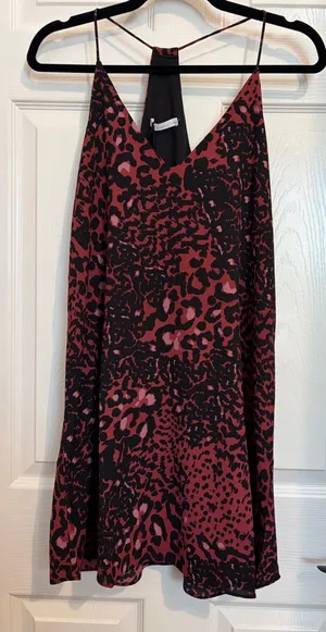 NWT 382 three eighty two Tanner Slip Dress dark red black leopard sz XS revolve thumbnail 1