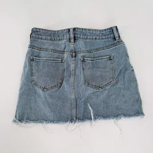 PacSun Light Wash Denim Mini Skirt Raw Frayed Hem Size 25 thumbnail 2