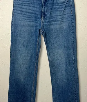 Zara Blue Flare Wide Leg Jeans‎ with Subtle Fading thumbnail 1