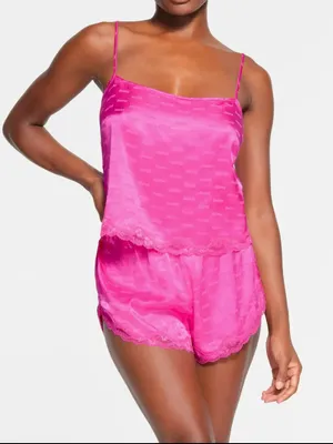 SKIMS Hot Pink Jacquard Lace PJ set size M thumbnail 1