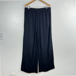 Halogen Black Wide Leg Trousers Pants Women Size Large 100% Viscose Flowy thumbnail 4
