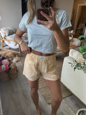 Parke yellow and white striped shorts. size xs thumbnail 2