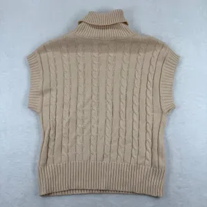 Ellison Beige Cable Knit Turtleneck Sweater Vest RT3382-6 Womens‎ Small thumbnail 7