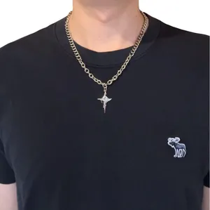 CZ Star Pendant Necklace for Men Women Streetwear Unisex Punk Hip Hop Necklace thumbnail 5