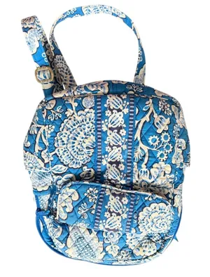 Vera Bradley Blue Lagoon Indian Block Print Floral Quilted Back Pack 12x10 thumbnail 1
