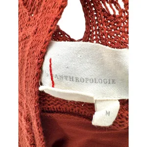 Anthropologie Open Knit Maxi Dress‎ Rust Brown Womens M Boho Hippie 70s Crochet thumbnail 5