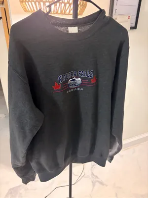 TC Black Crewneck Sweatshirt with Niagara Falls Red & Blue Graphic thumbnail 1
