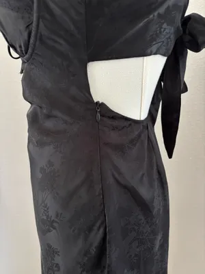 Little Lie Black Satin jacquard lace-trim mini slip dress (S) thumbnail 5