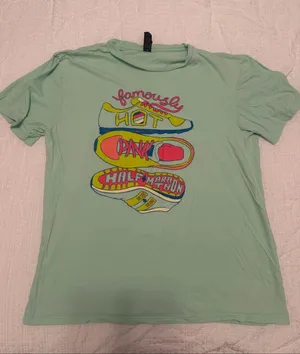 Women’s Graphic Tee Featuring Mint Green and Neon Shoe Artwork - bundle & save! thumbnail 1
