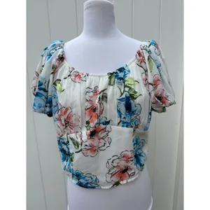 Abercrombie & Fitch Ruched Puff Sleeve Scoopneck Top Size XL thumbnail 3