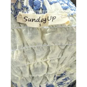 Sunday Up Women’s Eyelet Lace Smocked Midi Dress Blue Summer Coastal Resort S thumbnail 9