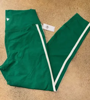 Old Navy Green Leggings with White Side Stripe thumbnail 1